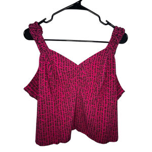 Torrid Pink And Black Abstract Print Sweetheart Style Cropped Tank Top